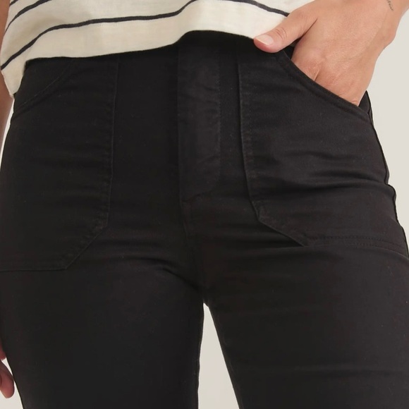 Marine Layer Bridget Twill Flare Patch Pants W/Patch Pockets Faded Black, Size 6 - Picture 2 of 13